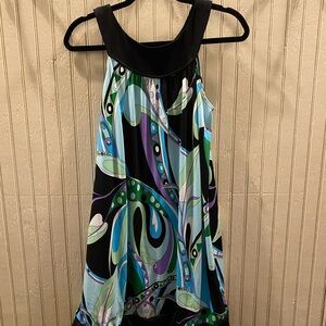 AUW Black and Blue Patterned Mini Dress